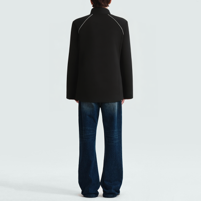 Black windproof stand collar men's parka