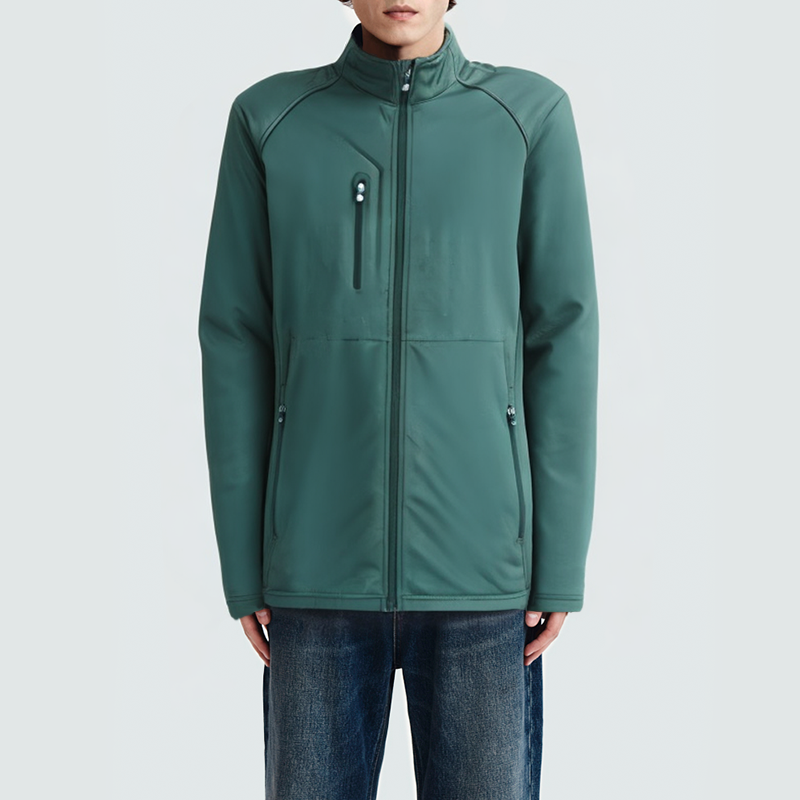 Green stand collar zipper men's parka