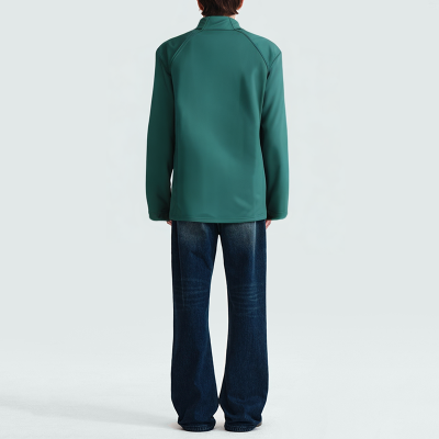 Green stand collar zipper men's parka