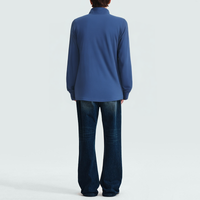 Men's blue stand collar polar fleece parka