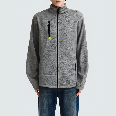 Grey stand collar zipper men's parka