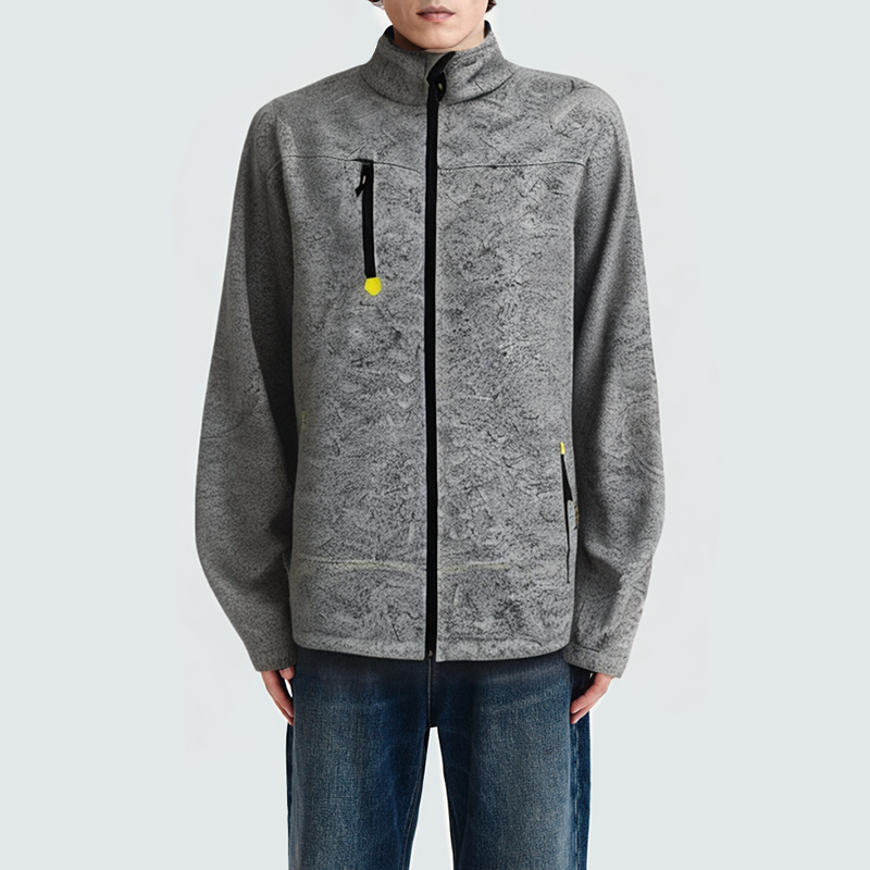 Grey stand collar zipper men's parka