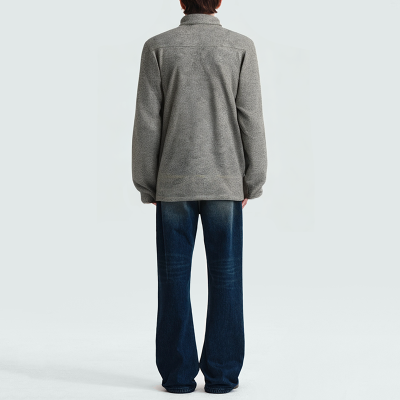 Grey stand collar zipper men's parka