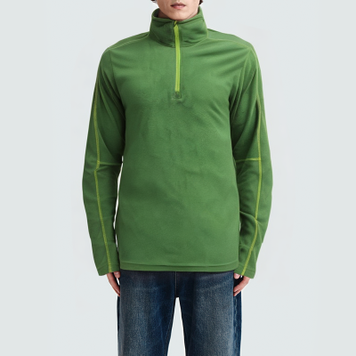 Green suede stand collar men's parka