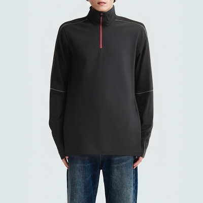 Men's black stand collar suede parka