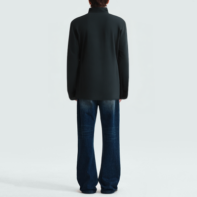 Men's black stand collar suede parka