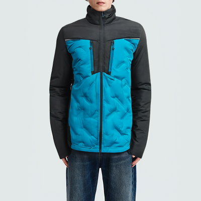 Fluffy colorblock warm thickened men's parka