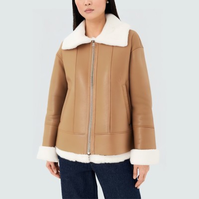 Windproof lapel warm women's jacket