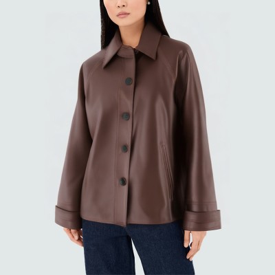 Brown smooth leather women's jacket