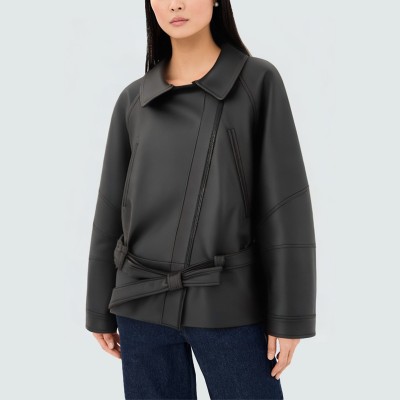 Classic smooth leather women's jacket