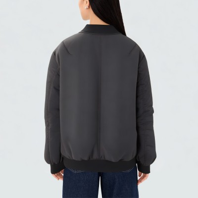 Half stand collar double zipper slim fit women's jacket