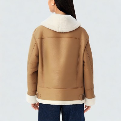 Windproof lapel warm women's jacket