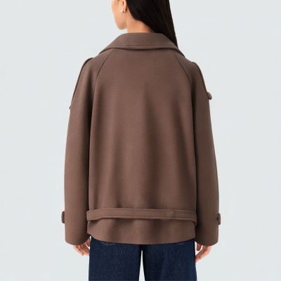 Simple double-breasted loose-fitting women's jacket