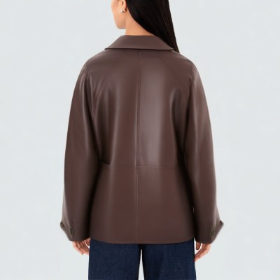 Brown smooth leather women's jacket