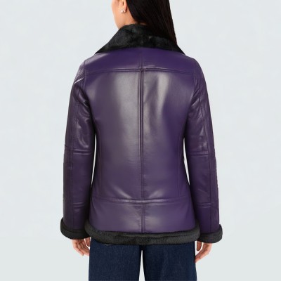 Fashion fit lapel women's leather jacket