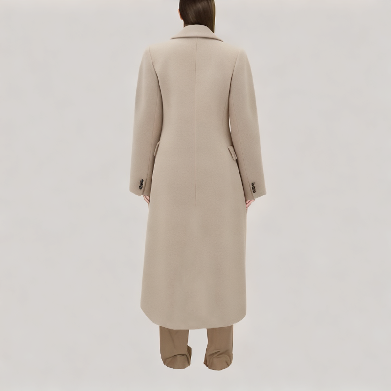 Solid Double-Breasted Coat Solid Double-Breasted Coat