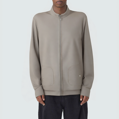 Gray stand collar zipper men's casual jacket