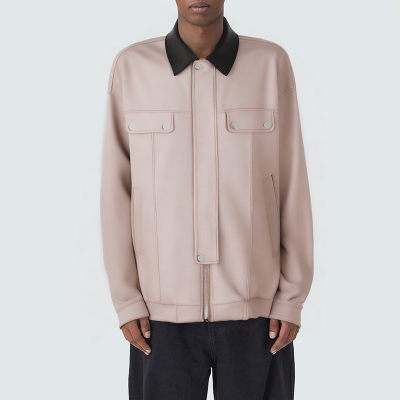 Fashion pink loose men's casual jacket