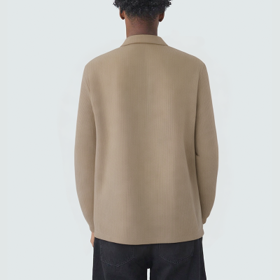 Solid textured zipper men's casual jacket