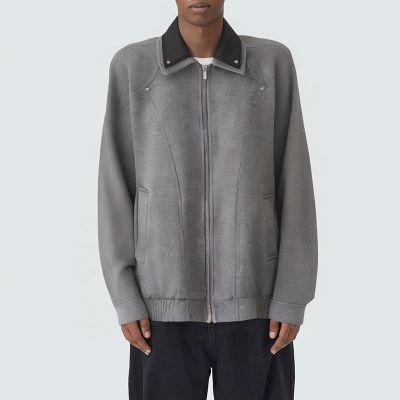 Double layer contrast lapel men's casual jacket