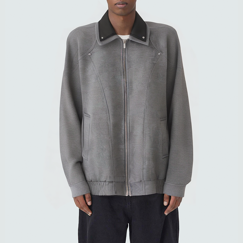 Double layer contrast lapel men's casual jacket