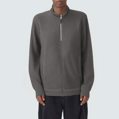 Simple grey stand collar men's casual jacket