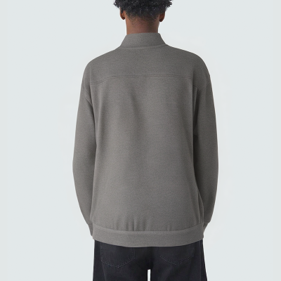 Simple grey stand collar men's casual jacket