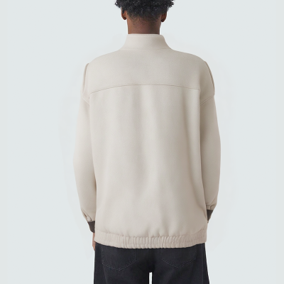 Beige stand collar loose men's casual jacket