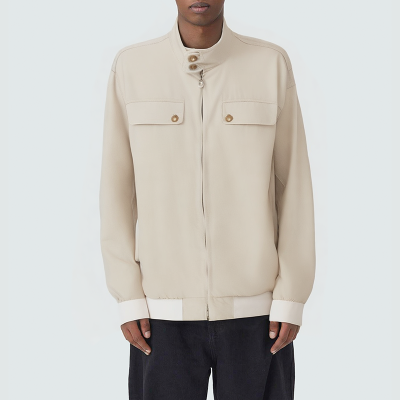 Solid color stand collar loose men's casual jacket