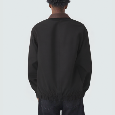 Men's colorblock lapel casual leather jacket