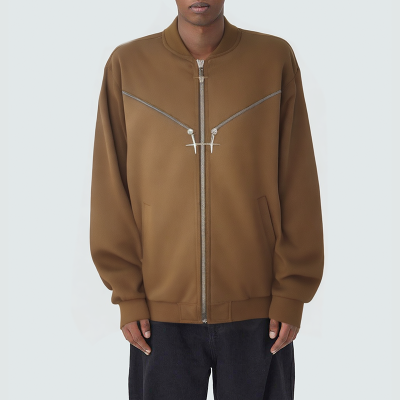 Brown suede loose men's casual jacket