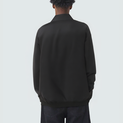 Loose black zipper men's casual jacket