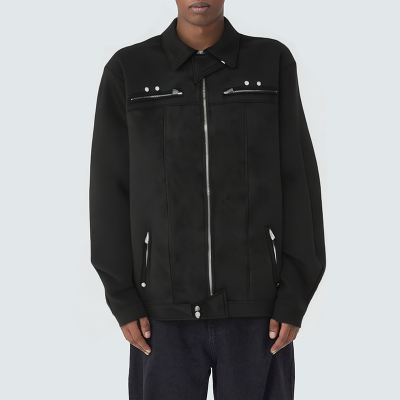 High street black loose men's casual jacket