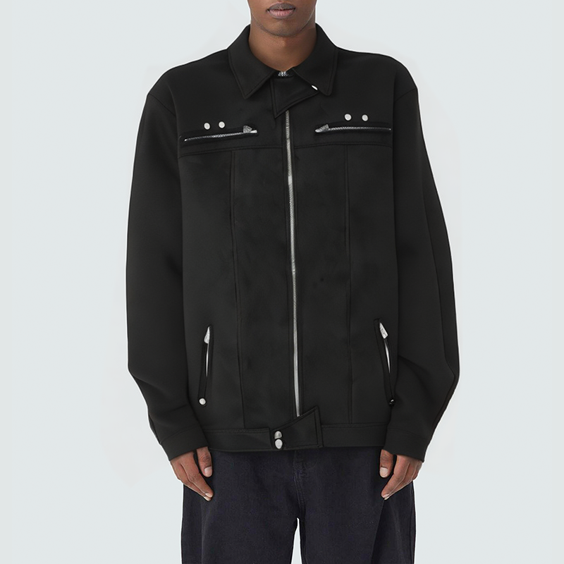 High street black loose men's casual jacket