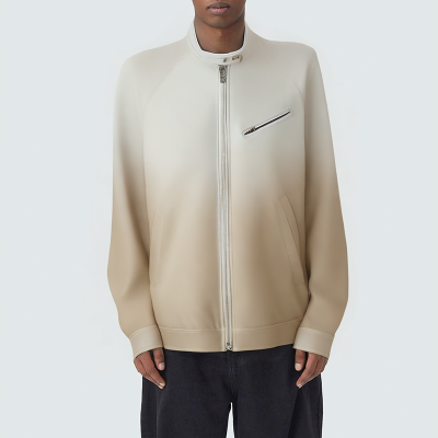 Men's gradient stand collar casual leather jacket