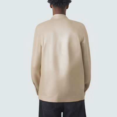 Men's gradient stand collar casual leather jacket