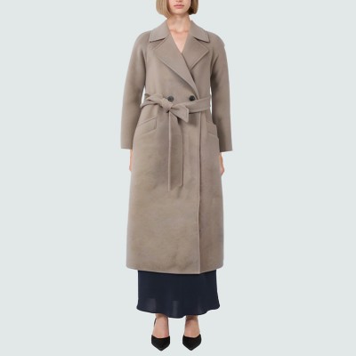 Luxurious and elegant double-breasted women's wool coat