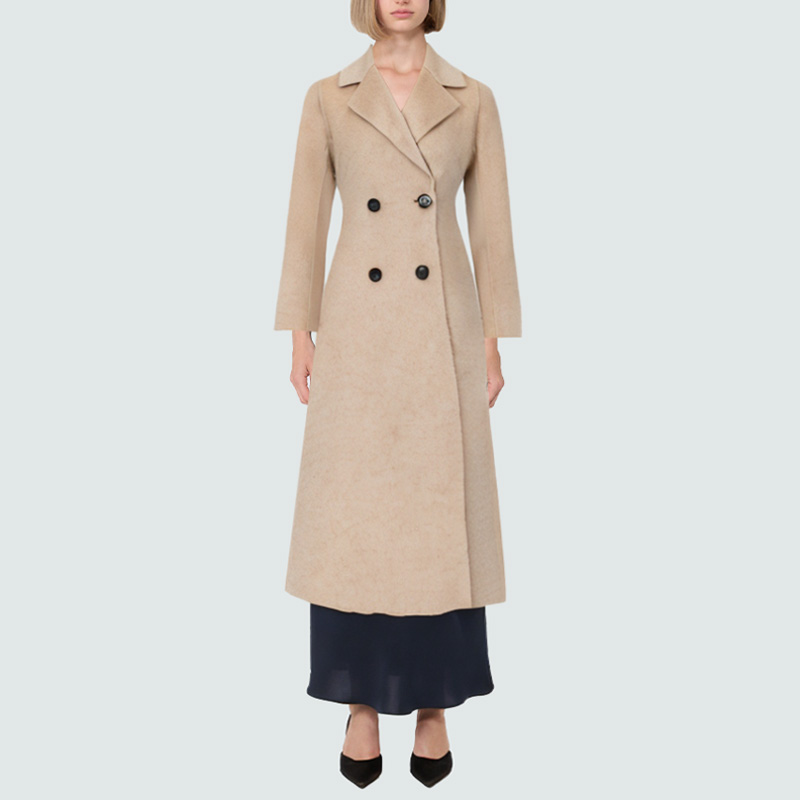 Luxury double breasted warm women's wool coat