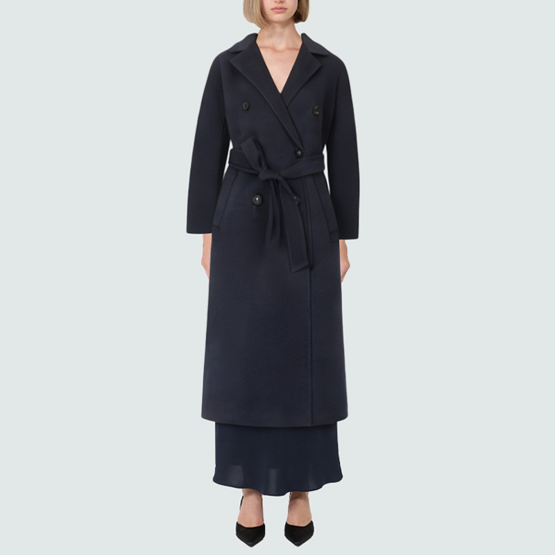 High-quality double-breasted women's wool coat