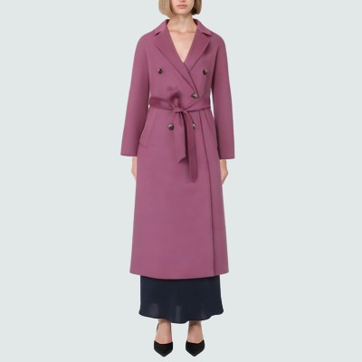 Classic purple double-breasted women's wool coat