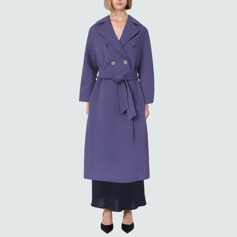 Durable double-breasted warm women's wool coat