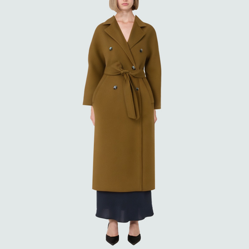 Classic double-breasted warm women's wool coat