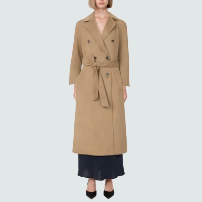 Creative wear-resistant double-breasted women's wool coat
