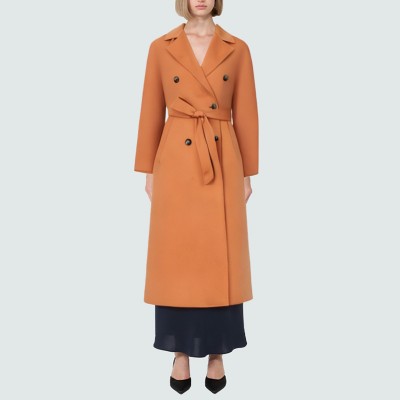 High-quality double-breasted durable women's wool coat