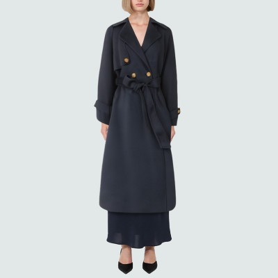 Women's double-breasted wool coat with button detailing