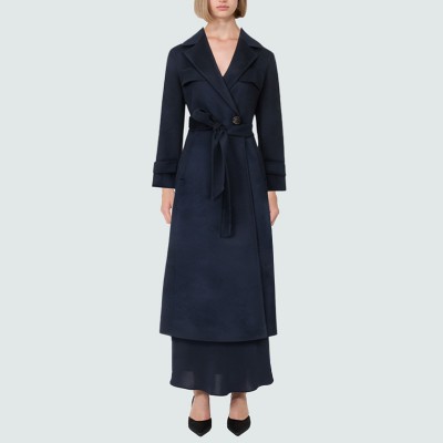 Women's windproof double-breasted wool coat