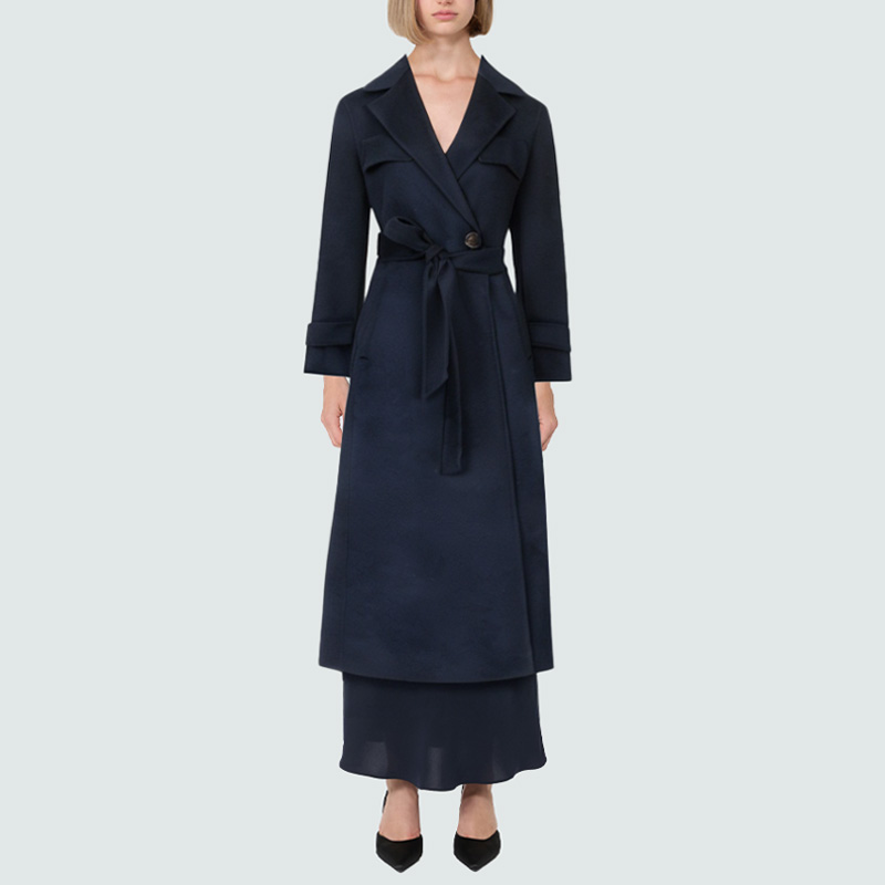 Women's windproof double-breasted wool coat