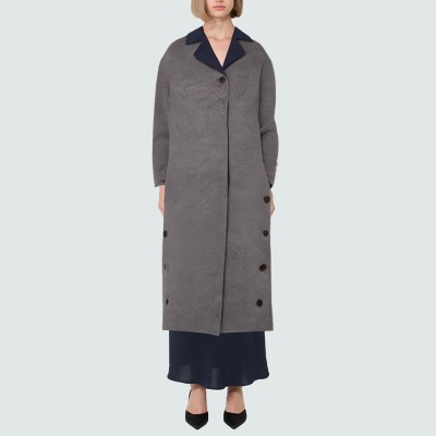 Contrast color double-faced women's wool coat