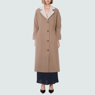 Casual two-tone loose women's wool coat