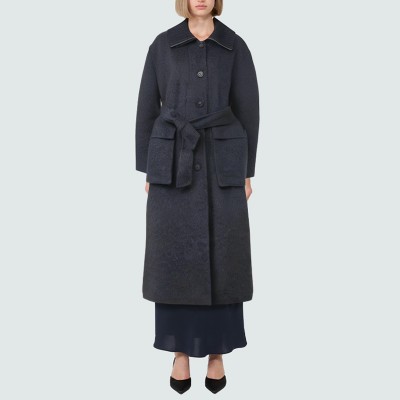 Dark grey single-breasted women's wool coat